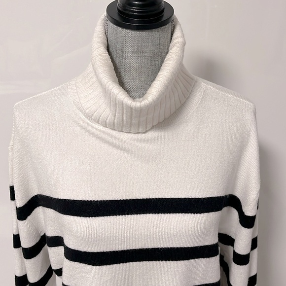 Striped Turtleneck Sweater Wide Arm, Size M - Picture 3 of 8